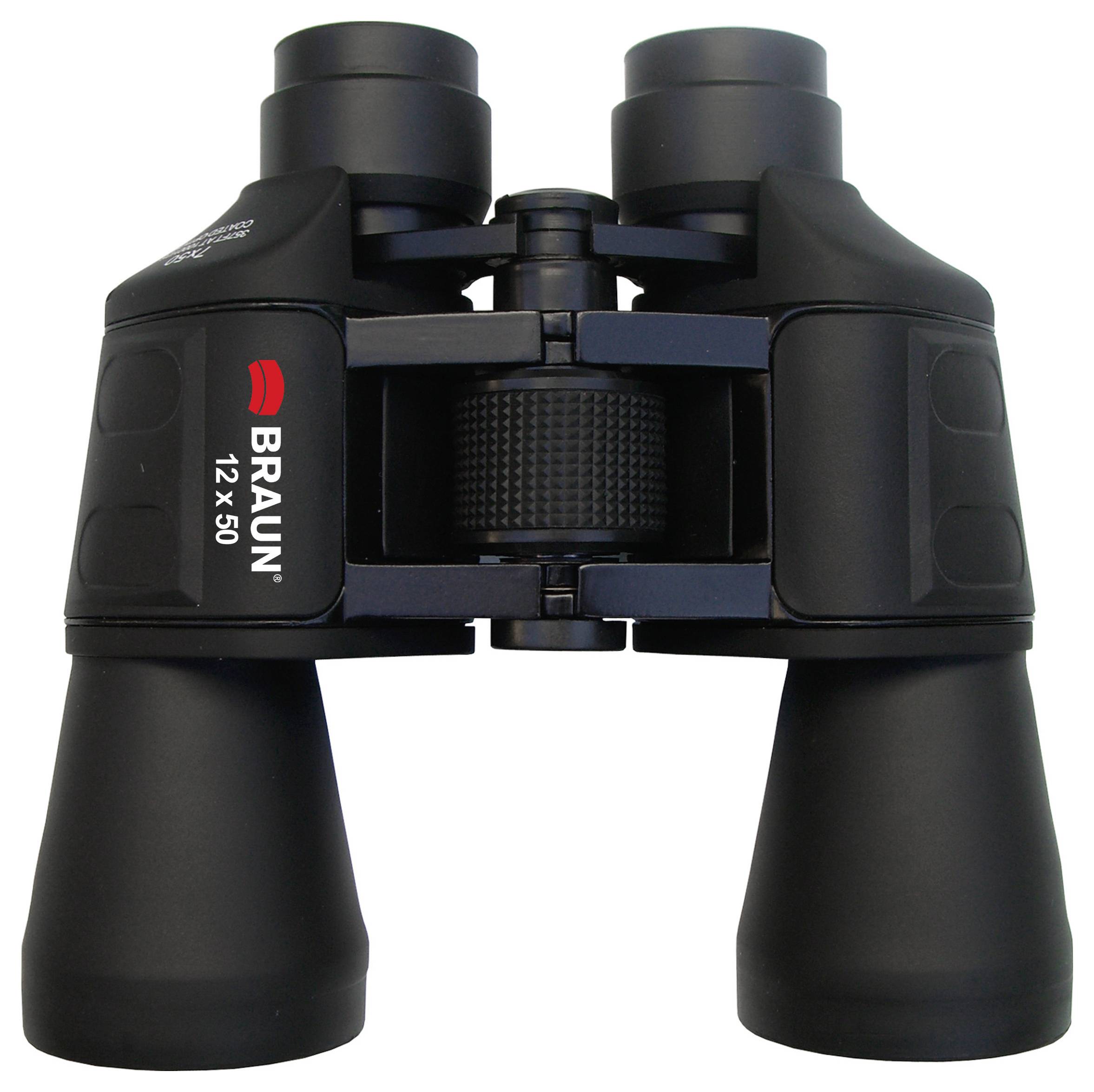 Binoculars 'BRAUN 12x50', black, with high magnification, suitable for bird watching or hiking and nature observation.