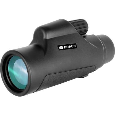 A black monocular with a green lens and a rubberised surface, suitable for outdoor adventures or birdwatching.