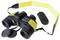 Binoculars with a yellow carrying strap, labelled '7x50mm'. A detachable black lens cap beside them.