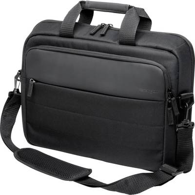 Black laptop bag with carry handle, removable shoulder strap and front zip pocket. Perfect for on the go.