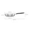 Pot with handle, diameter 21.5 cm, height 4.9 cm. Total length 40.5 cm including handle. Main material: stainless steel.