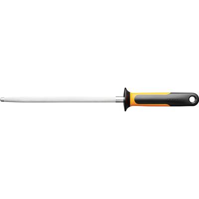 Whetstone with ergonomic handle, black and orange.