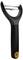 Black peeler with ergonomic handle and horizontal blade, suitable for easy peeling of fruit and vegetables.