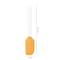 Kitchen spatula with white handle and orange head. Total length 21.7 cm, width 5 cm. Suitable for stirring and scraping.