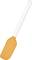 Orange silicone spatula with white handle, suitable for baking and cooking.