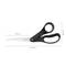 Scissors with black handles, total length 21.5 cm, blade length 9.5 cm, height 8.3 cm, pictured against a white background.