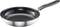 A black frying pan with stainless steel exterior and a black handle. Ideal for cooking and frying on a hob.