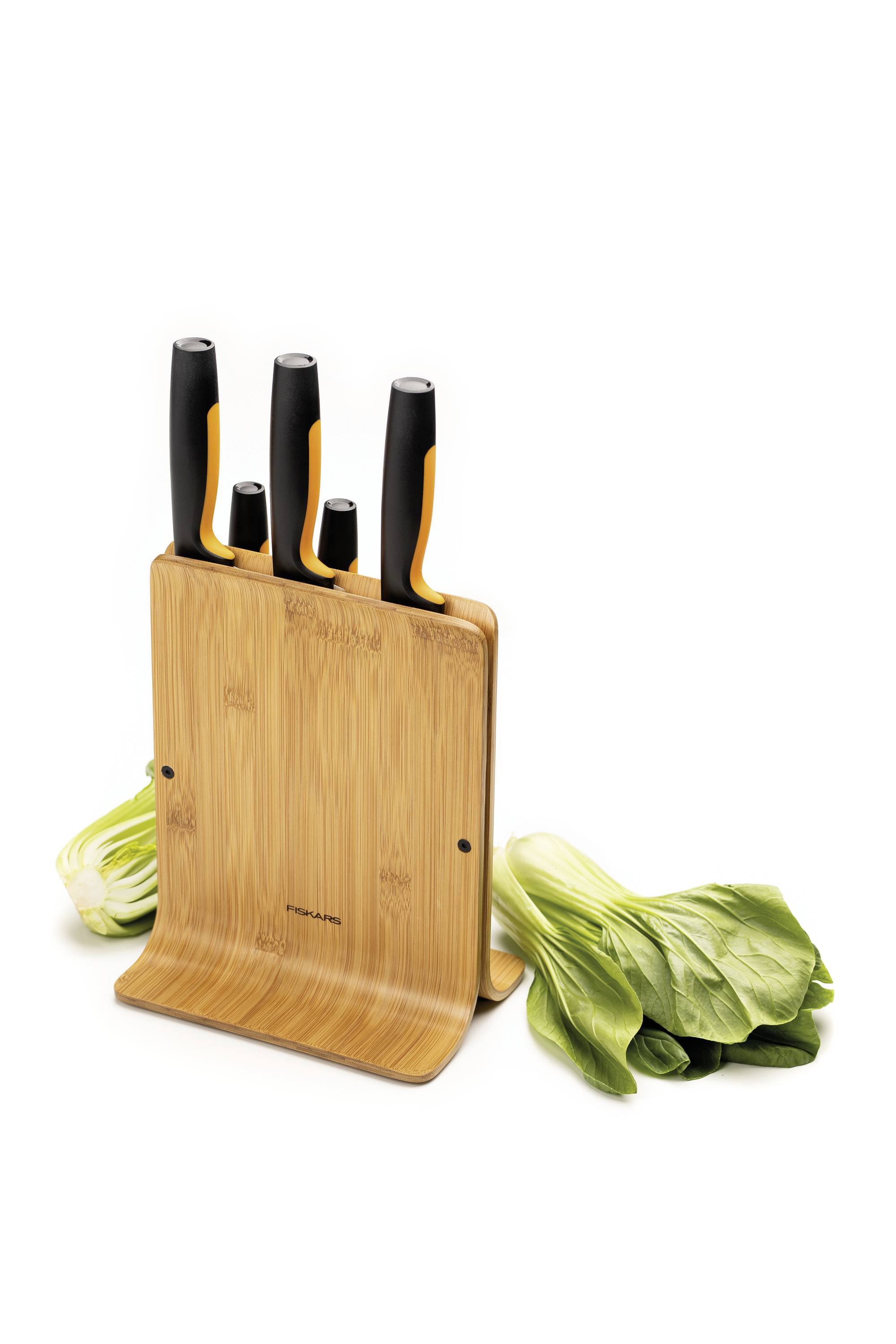 Fiskars 1057552 Functional form knife block with 5 knives, bamboo