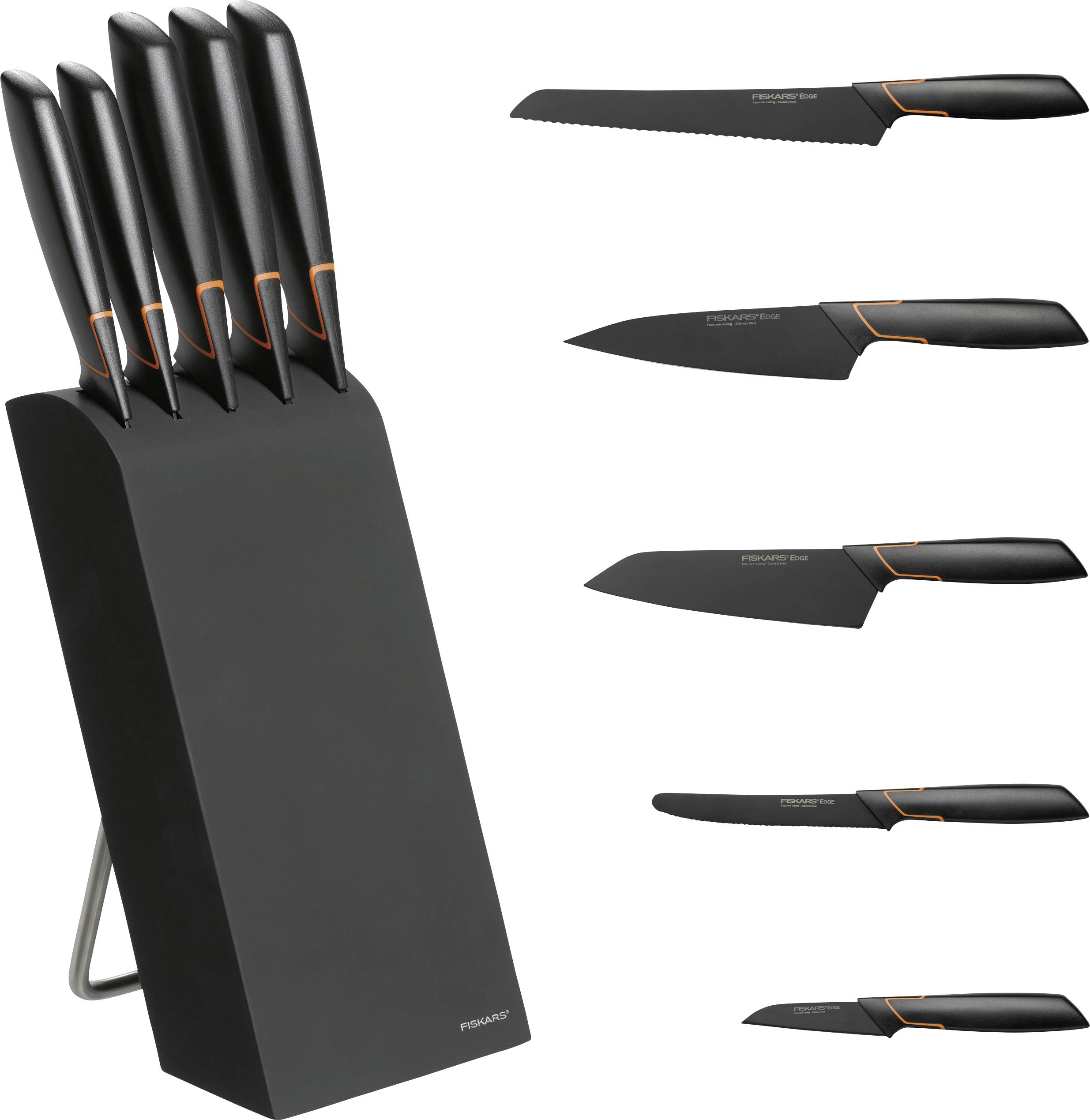 Fiskars 1003099 Edge Knife block with 5 Knife Black