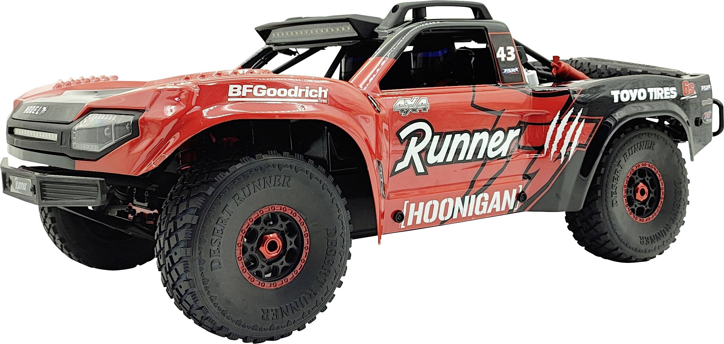 Runner Red/black Brushless 1:7 RC model car Electric Short course 4WD RtR 2,4 GHz Incl. light effects, Pre-painted