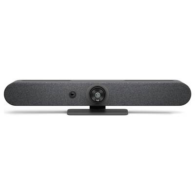A grey webcam with built-in speaker and microphone, suitable for conference rooms and video conferences.