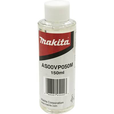 Bottle of 'Makita AS00VP050M' lubricant, 150ml. The label displays the Makita logo and a barcode.