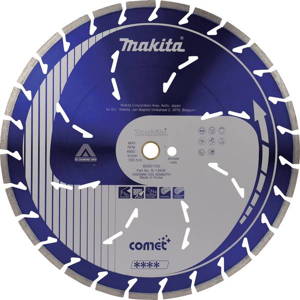 Makita B-13568 B-13568 Diamond cutting disc 400 mm 1 pc(s) Brick, Concrete, Concrete, Concrete, Roof tile, Flintlime brick, Exposed aggregate concrete
