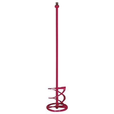 Red spiral mixing whisk, suitable for mixing paints or concrete, mountable on an electric drill.
