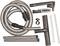 Vacuum cleaner accessory set with suction hose, metal tubes, floor nozzle, brush attachments, and adapter. Ideal for cleaning various surfaces.