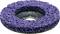 'Purple cleaning grinding disc with coarse structure and central hole, used for removing rust and paint from metal surfaces.'
