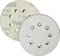 'Grinding discs with multiple holes for dust extraction; suitable for grinding machines, grit P40; white abrasive surface.'
