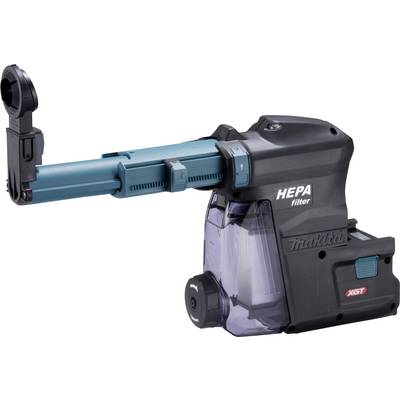 Blue and black vacuum attachment with HEPA filter for power tools, compatible with Makita devices.