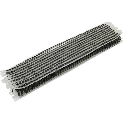 A long, rectangular plastic strip with multiple rows of black bristles, used as a cleaning brush.