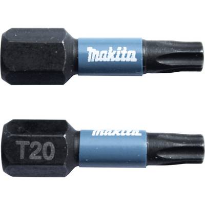 Two Torx bits with blue shafts, one labelled 'Makita', the other 'T20'. They are suitable for screwdrivers.