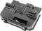 A black, rectangular plastic casing with several raised and recessed areas on the top surface.