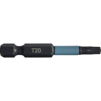 A Torx screwdriver bit marked 'T20', with a short black shaft and blue ring marking.