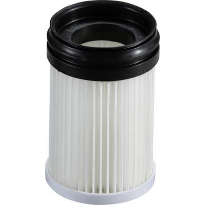 'White cylindrical air filter with black rim, suitable for air purifiers or vacuum cleaners.'