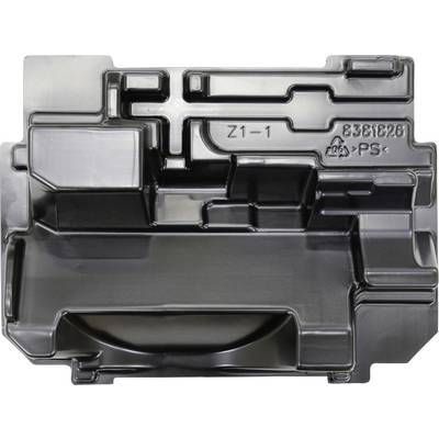Black plastic moulded part with various compartments and embossings, including 'Z1-1' and 'PS'. Potential use as a container.