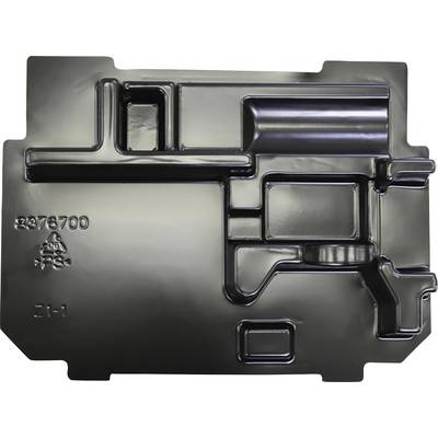 Black plastic component with various protrusions and recesses. On the left side, numbers and a symbol are visible.