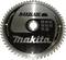 Circular saw blade with the inscription 'Makblade Makita', suitable for wood, depicted with symbols for various cutting types.