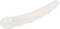 A white, curved plastic component with a serrated underside and a circular opening at one end.