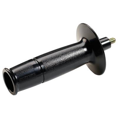 Black plastic handle with a coarse thread at one end and a wide-surface disc at the other end. Suitable for tools or equipment.