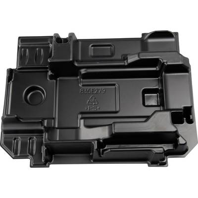 Black plastic packaging with multiple compartments, likely designed to protect electronic devices during transportation.