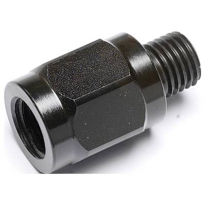 A glossy black adapter with an external thread at one end and an internal hexagonal socket at the other end.