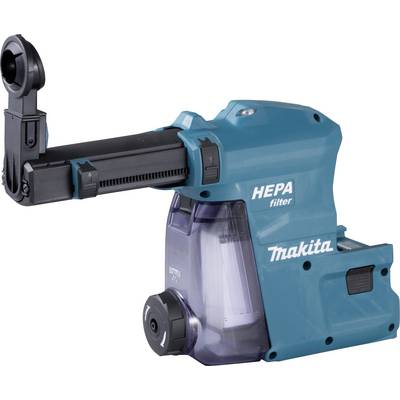 Cordless HEPA filter dust extractor attachment by Makita, blue design, suitable for power tools, facilitates dust-free working.