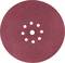 Round red grinding disc attachment with multiple holes, used for grinding machines to achieve smooth surface processing.