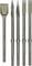 Five different SDS-Max chisels, suitable for demolition work. Includes flat, pointed, and shovel chisels.