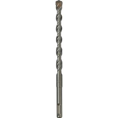 A drill bit with a spiral design for concrete or masonry; cylindrical shape with a sharp point for precise drilling.