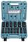 A teal Makita tool case containing twelve black socket wrenches organized in three rows, with a Makita logo on the inside lid.
