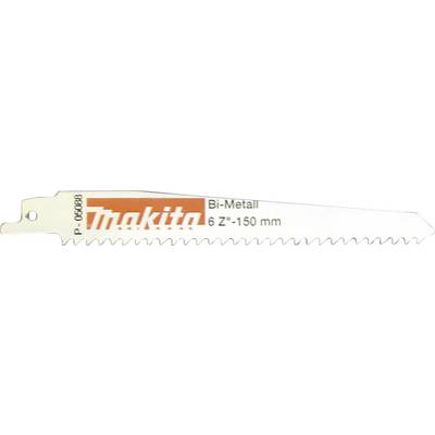 Saw blade with the inscription 'Makita Bi-Metal 6-Z 150 mm', suitable for various cutting tasks.
