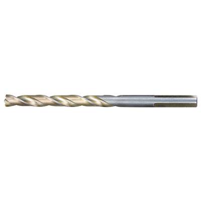A metal drill bit with helical flutes, suitable for drilling into hard materials.