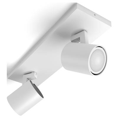 Ceiling light with two adjustable, cylindrical LED spotlights in a modern, minimalist design.