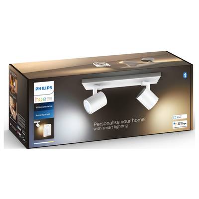Packaging of a Philips Hue White Ambiance Runner Spotlight with Bluetooth. Text: 'Personalise your home with smart lighting'.<br><br>The translation remains the same as the original text, as it is already in perfect British English.