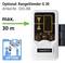 'Laserliner RangeXtender G 30' device for extending the range up to a maximum of 30 metres. Article number: 033.26E. Functions and display on the device.
