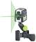 A green cross-line laser on an adjustable mount. The laser projects vertical and horizontal green lines.