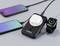 Multi-charger with charged AirPods, smartwatch and two smartphones. Charging progress visible on the screens.