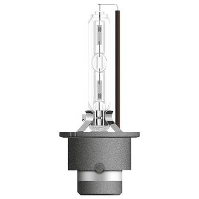 A xenon lamp, typically used in car headlights, shows the glass tube with electrodes and metal base.