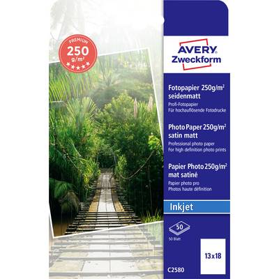 AVERY Zweckform 250 g/m² matte photo paper for inkjet printers, pack of 50 sheets, 13x18 cm.