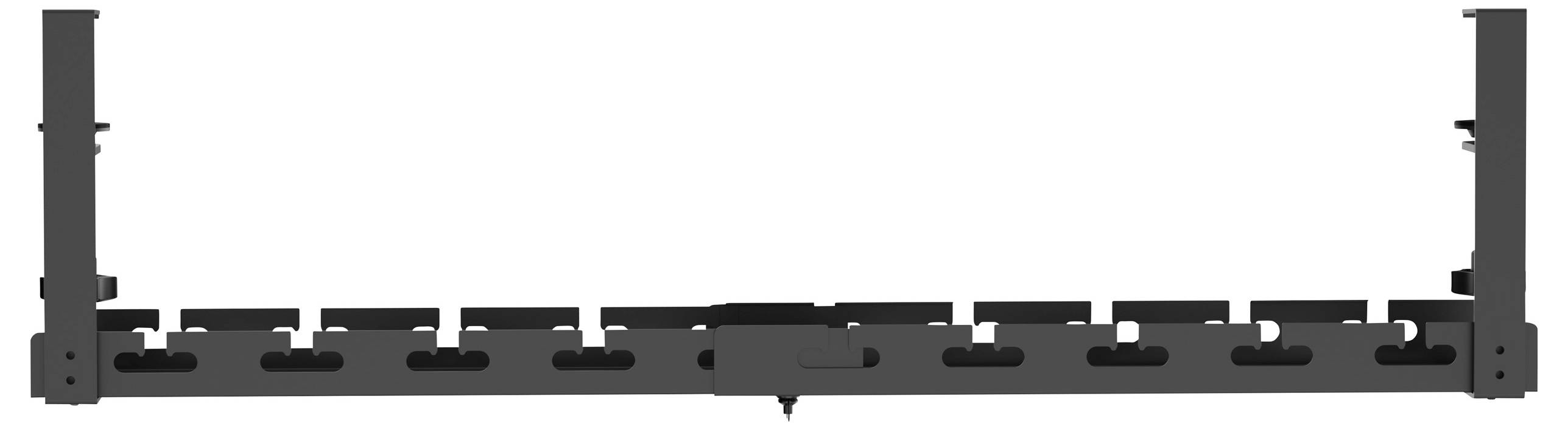 Metal frame with multiple horizontal and vertical struts, potentially part of an industrial or mechanical device.