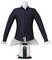 Inflatable clothes hanger mannequin with a dark blue shirt that automatically inflates to dry and press clothing.